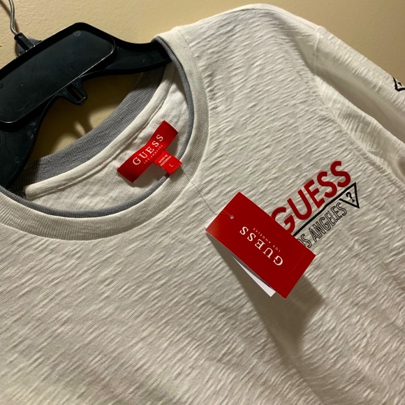 Guess Mens Los Angeles White Long Sleeve Tee Sz L - Picture 3 of 5